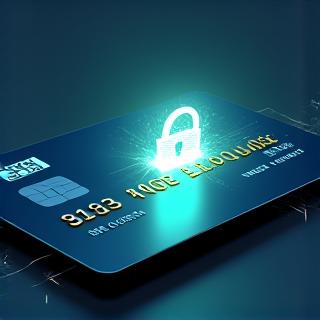 Illustration of a secure digital transaction, featuring a lock icon over a credit card with abstract data flowing around it, emphasizing security.